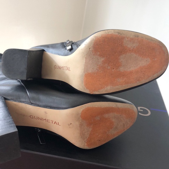 Gunmetal leather sock boots - Picture 4 of 7